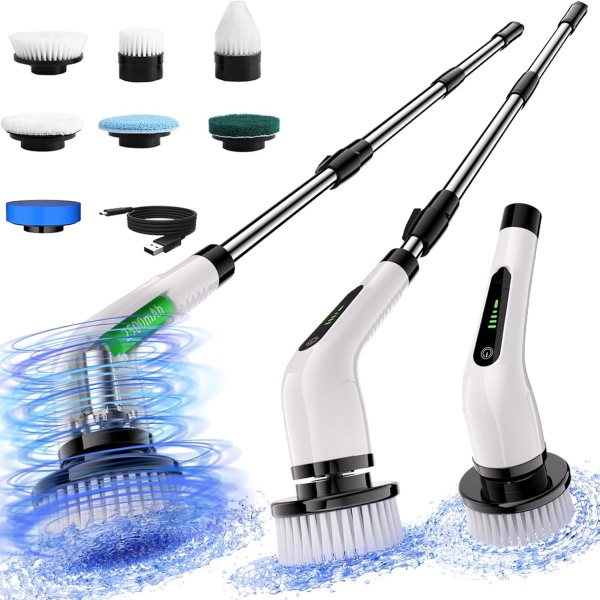 Electric Spin Scrubber, Full Body Waterproof Cordless Cleaning Brush